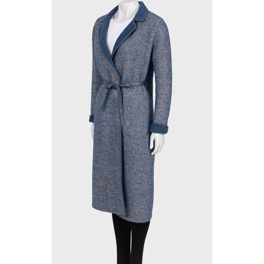 Loro Piana Blue Wool & Alpaca Belted Coat Sz. 40 Pre-owned