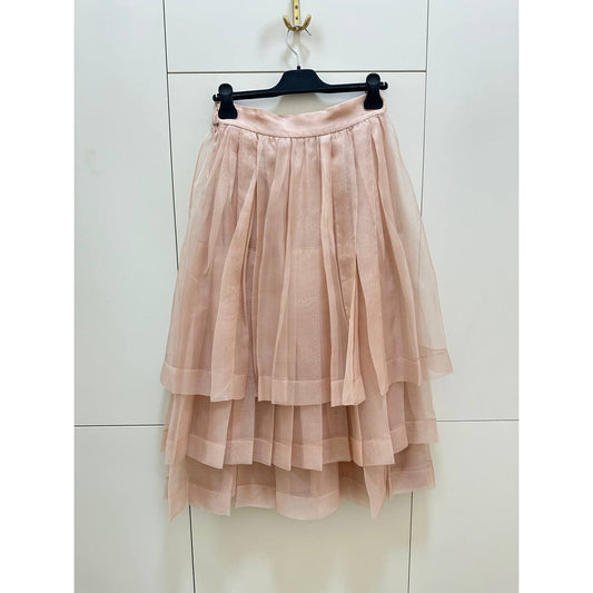 Christian Dior Blush Pink Pleated Silk Skirt Sz.40 Pre-owned