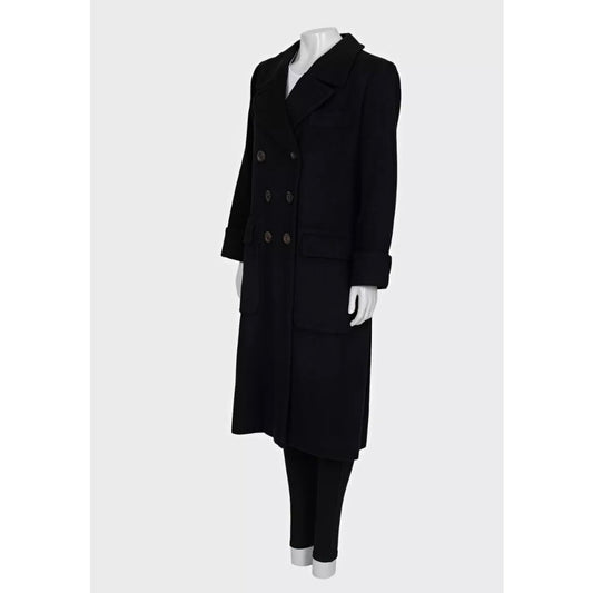 Vintage Yves Saint Laurent Black Belted Coat - Size M pre-owned