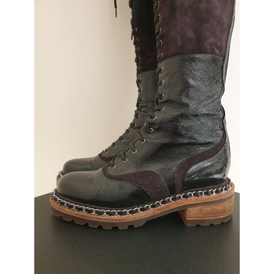 Chanel Paris-Salzburg Brown Suede Over-the-Knee Boots Sz.36 Pre-owned