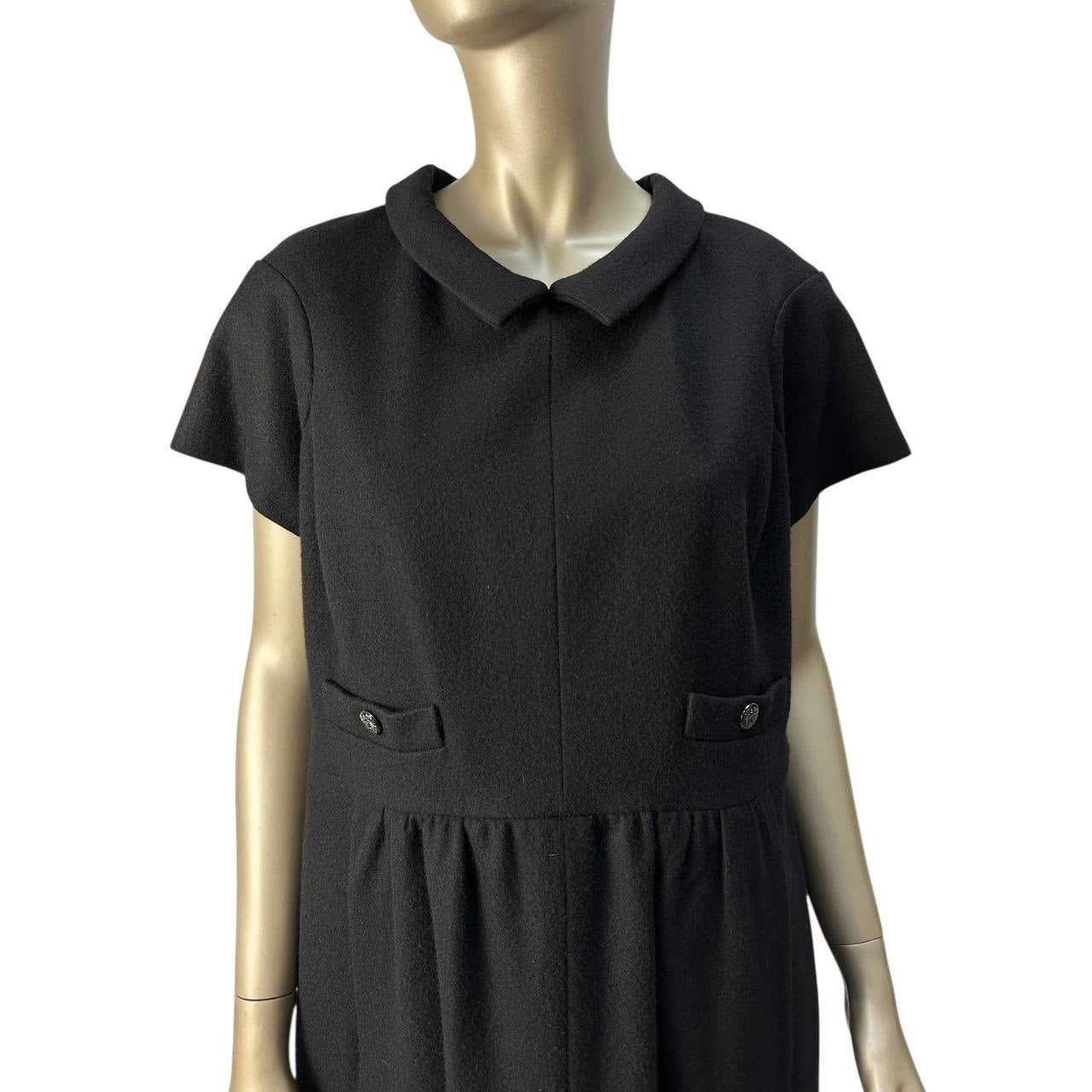 Chanel Classic Black Wool Dress - Size FR44 Pre-owned