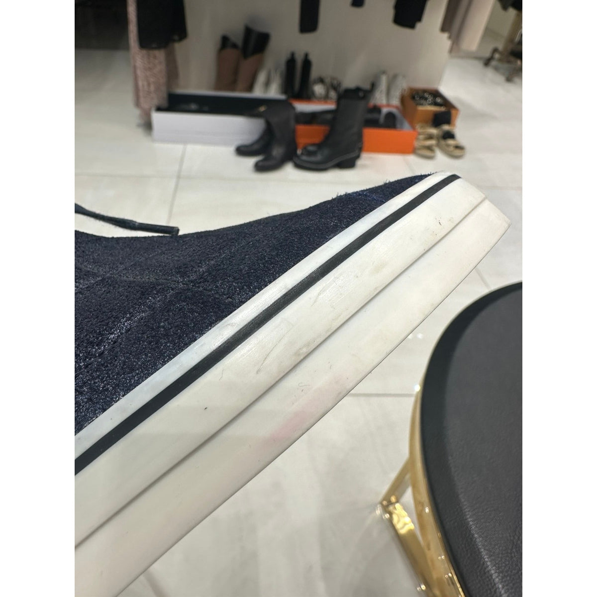 Chanel Navy Quilted High-Top Sneakers - EU 36.5 Pre-owned