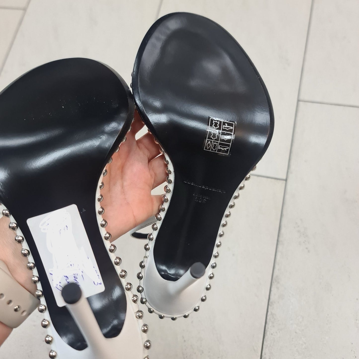 NWOB Alexander Wang White Leather and PVC Nova Slingback Sandals Pre-owned