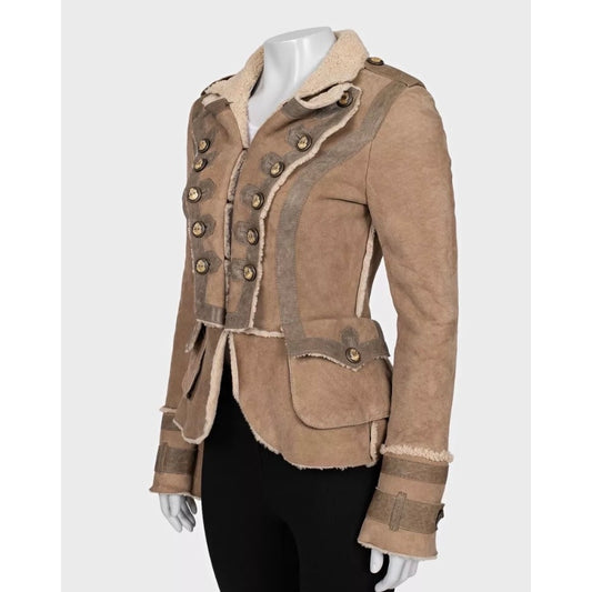 Dolce & Gabbana Brown Lambskin Shearling Coat Sz.40 (S) Pre-owned