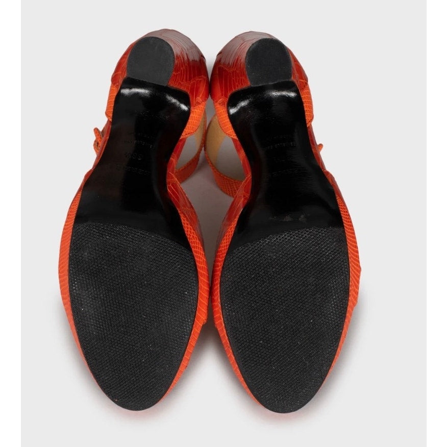 Hermès Orange Embossed Leather High Heels EU 38.5 Pre-owned