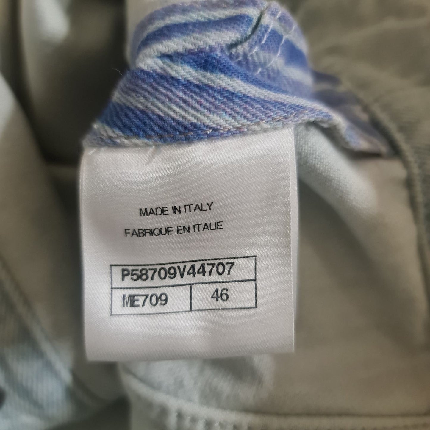 Chanel 2018 Striped Denim Jacket, Size 46 Pre-owned
