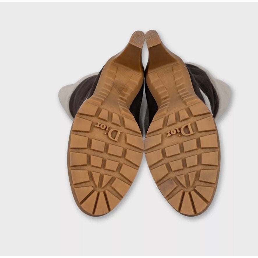 Dior Polaire Chocolate Suede Shearling Boots - Size 40 pre-owned