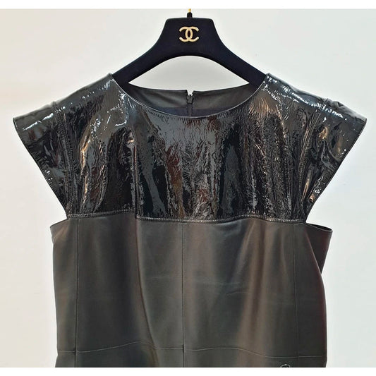 Chanel 18S Black Lambskin Mini Dress Sz.50 pre-owned