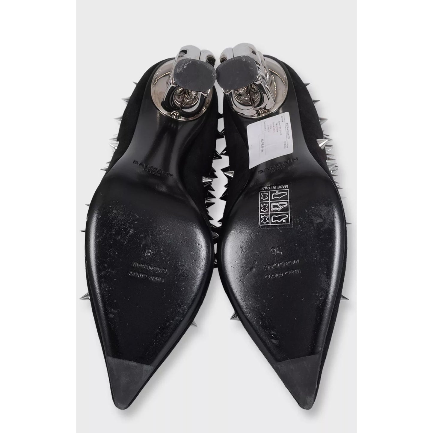 Balmain Black Suede Studded Ankle Boots EU 38 Pre-owned