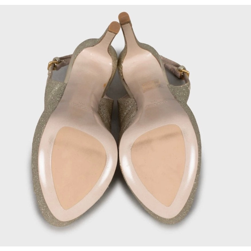 Miu Miu Gold Stiletto High Heel Sandals - Size 36 Pre-owned