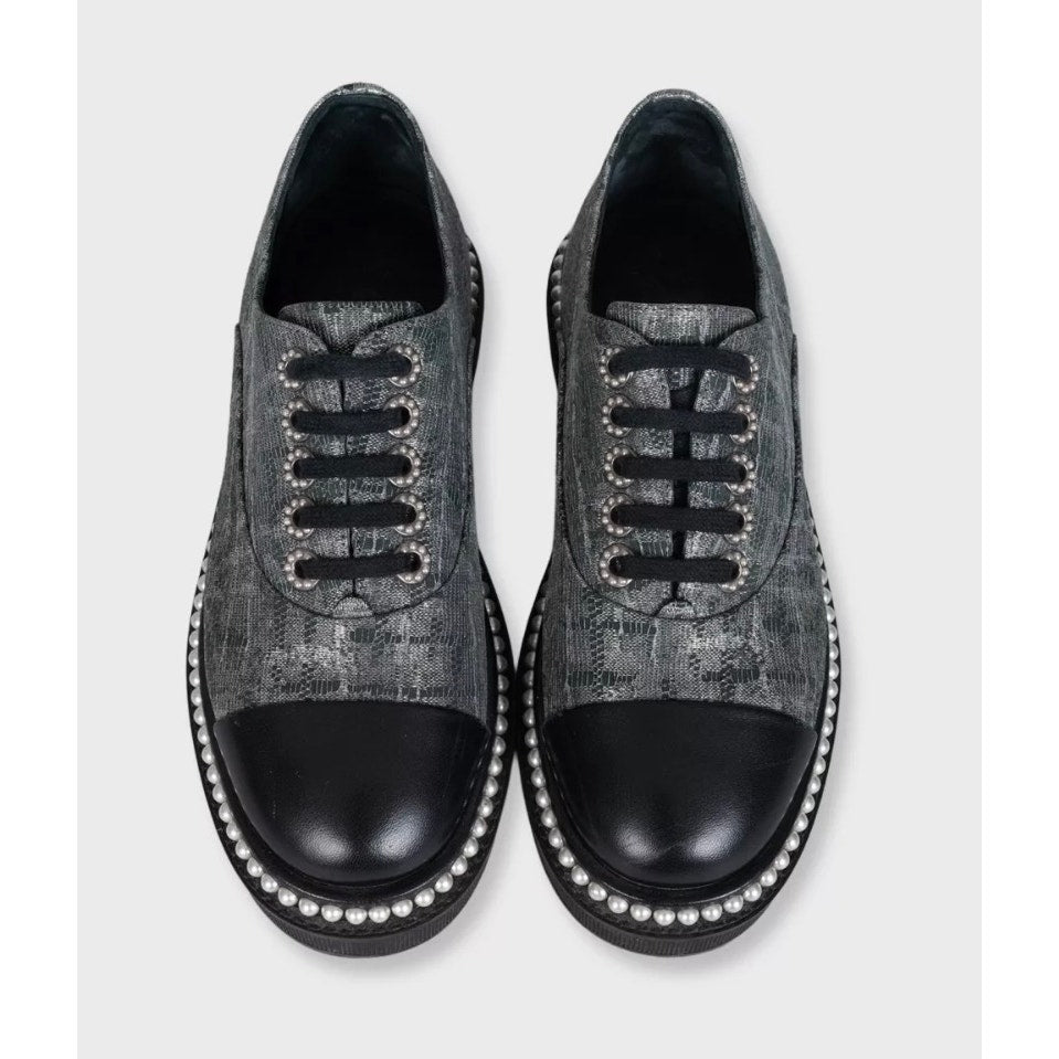 Chanel Silver Derby Lace-Up Shoes - EU 36 Pre-owned