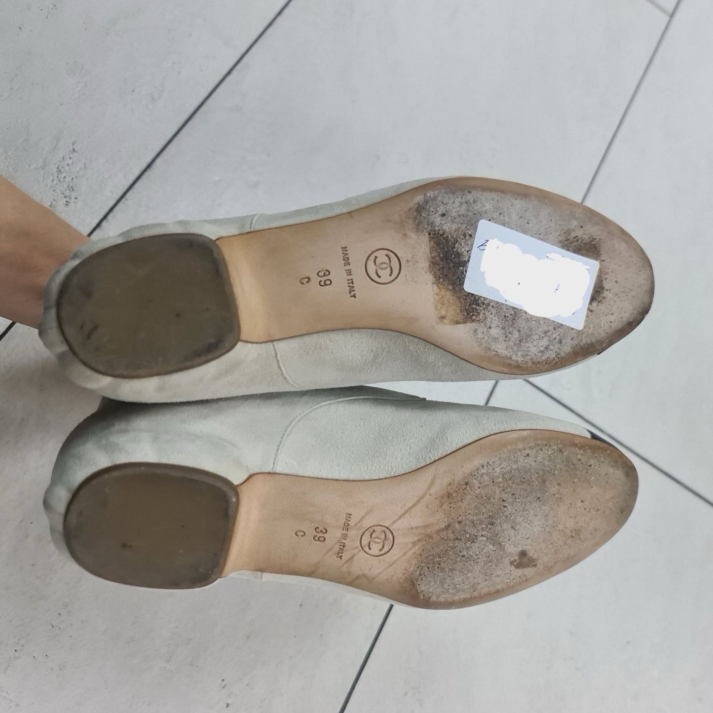 Chanel Gray Suede Lace Up Ankle Boots Booties Sz.39