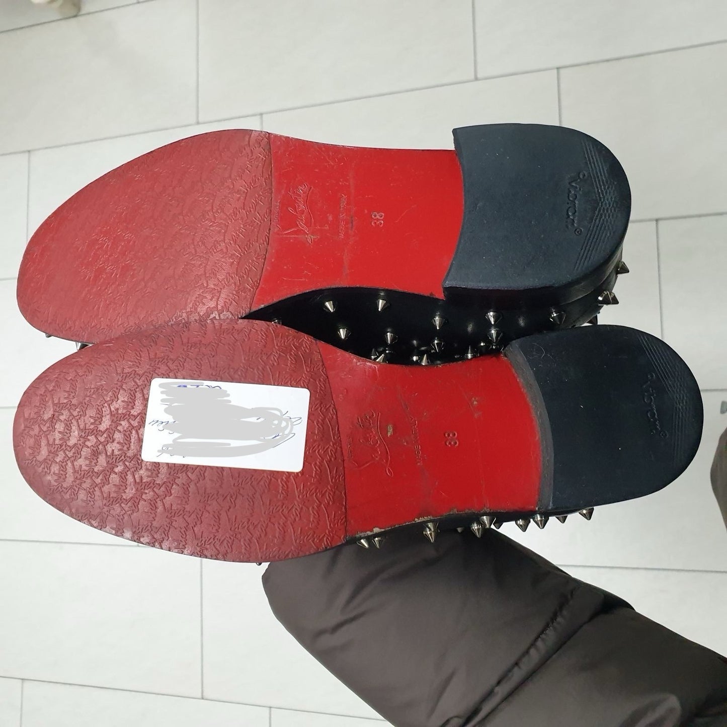 Christian Louboutin Studded Flat Knee Black Boots Sz. 38