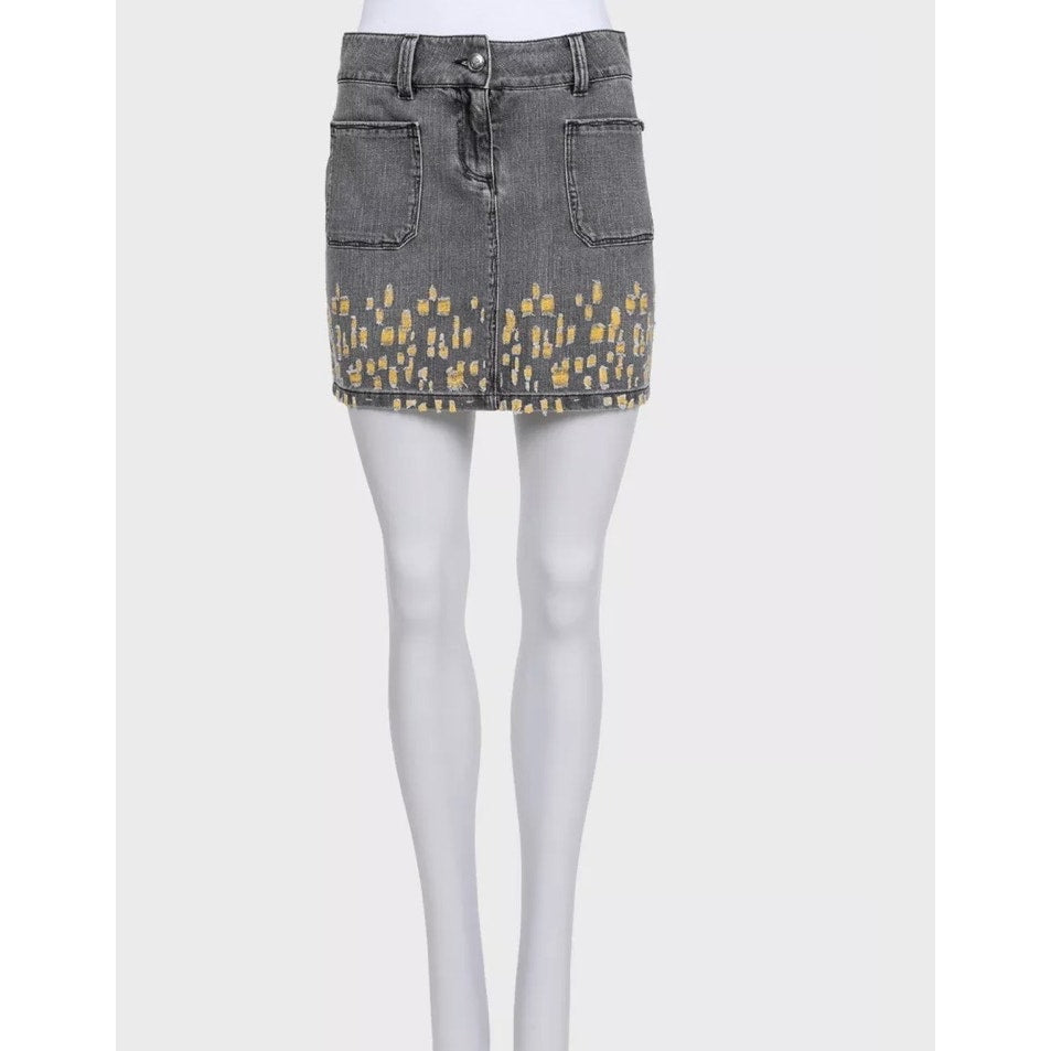 Chanel Distressed Grey Denim Mini Skirt - FR 36 pre-owned