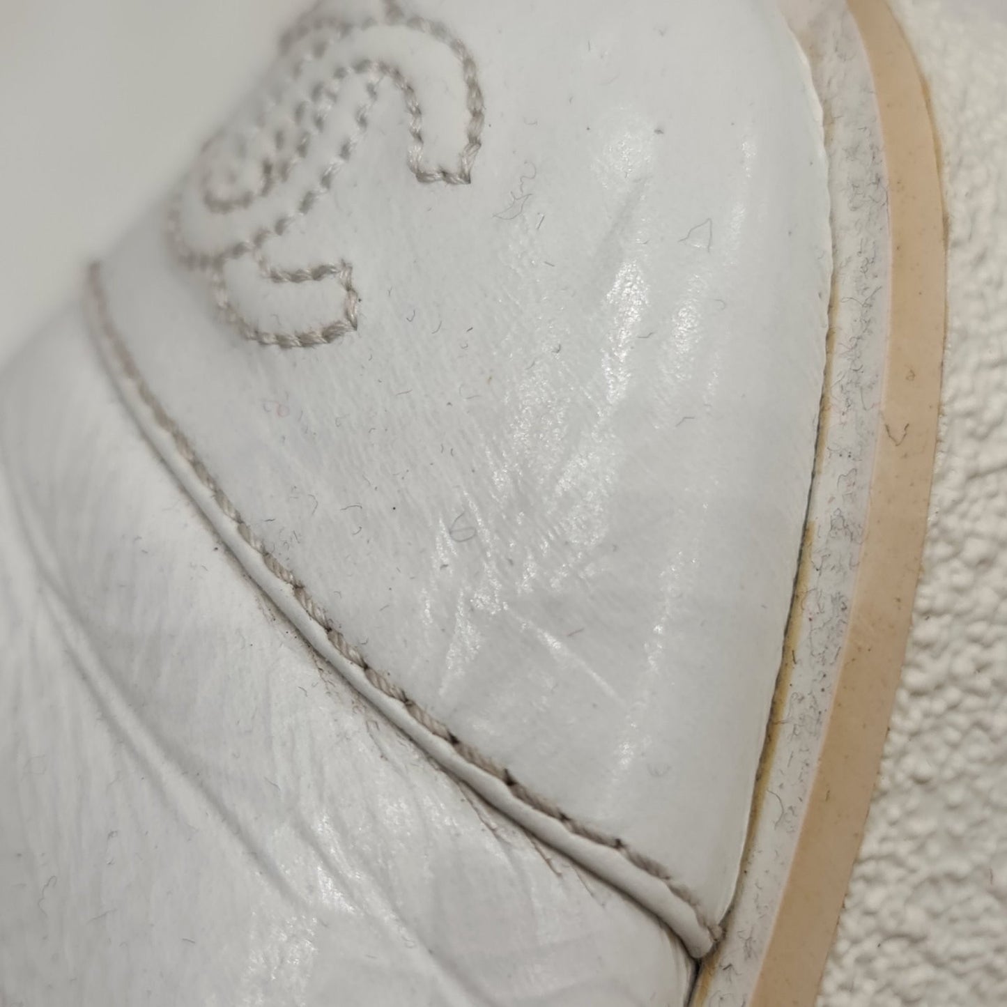 CHANEL 'Ready Steady' White Leather Lace-Up Boots 37.5 Pre-owned