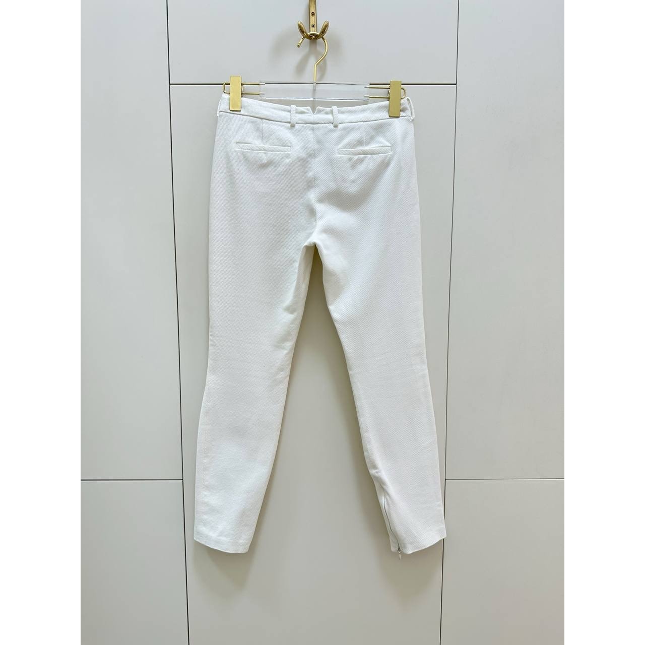 Loro Piana White Cotton Elastane Tailored Straight-Leg Pants Sz.38 pre-owned