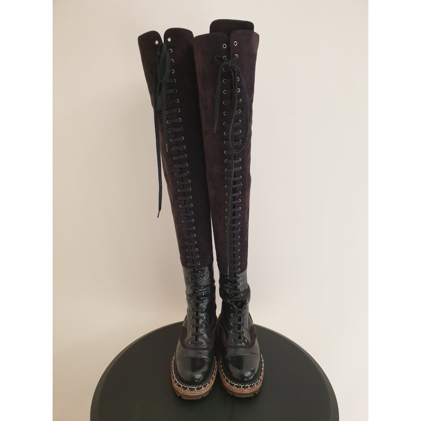 Chanel Paris-Salzburg Brown Suede Over-the-Knee Boots Sz.36 Pre-owned