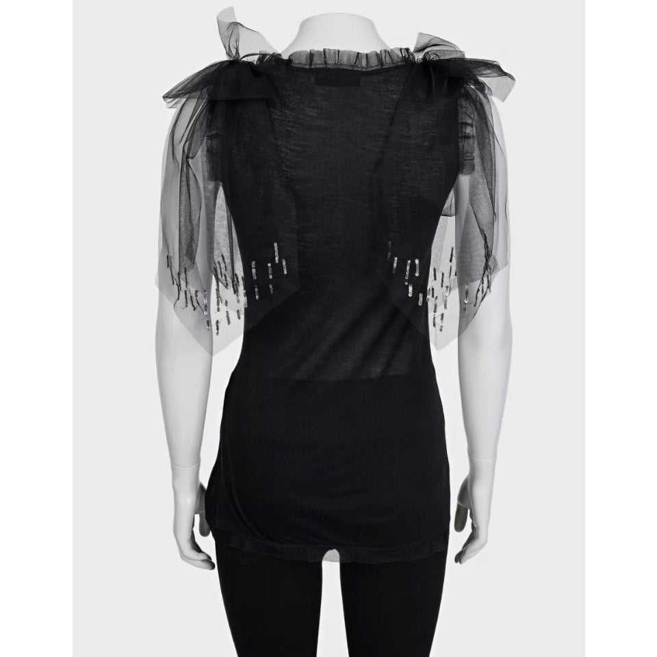 Valentino Black Lace & Sequin Tank Top Size US 6 pre-owned