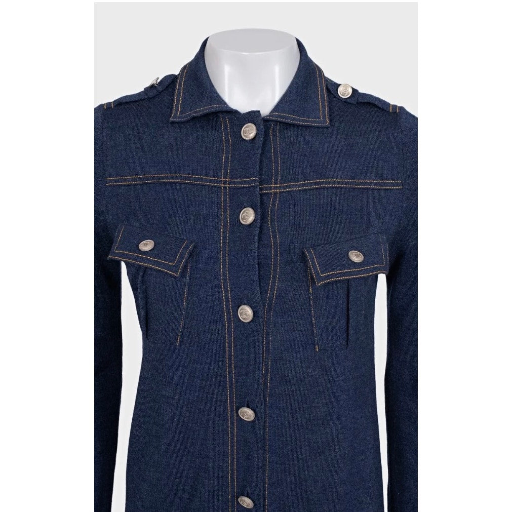 Chanel Blue Wool & Silk Dress Sz. FR36 / S Pre-owned