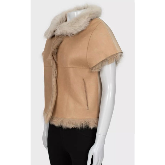 Yves Salomon Brown Leather Shearling Jacket  Sz.36/S Pre-owned