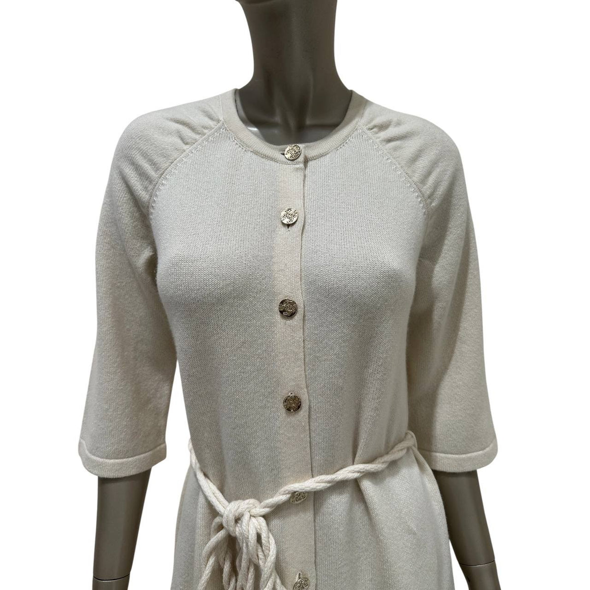 Chanel Cream Cashmere Knit Dress & Cardigan, FR 40 Pre-owned