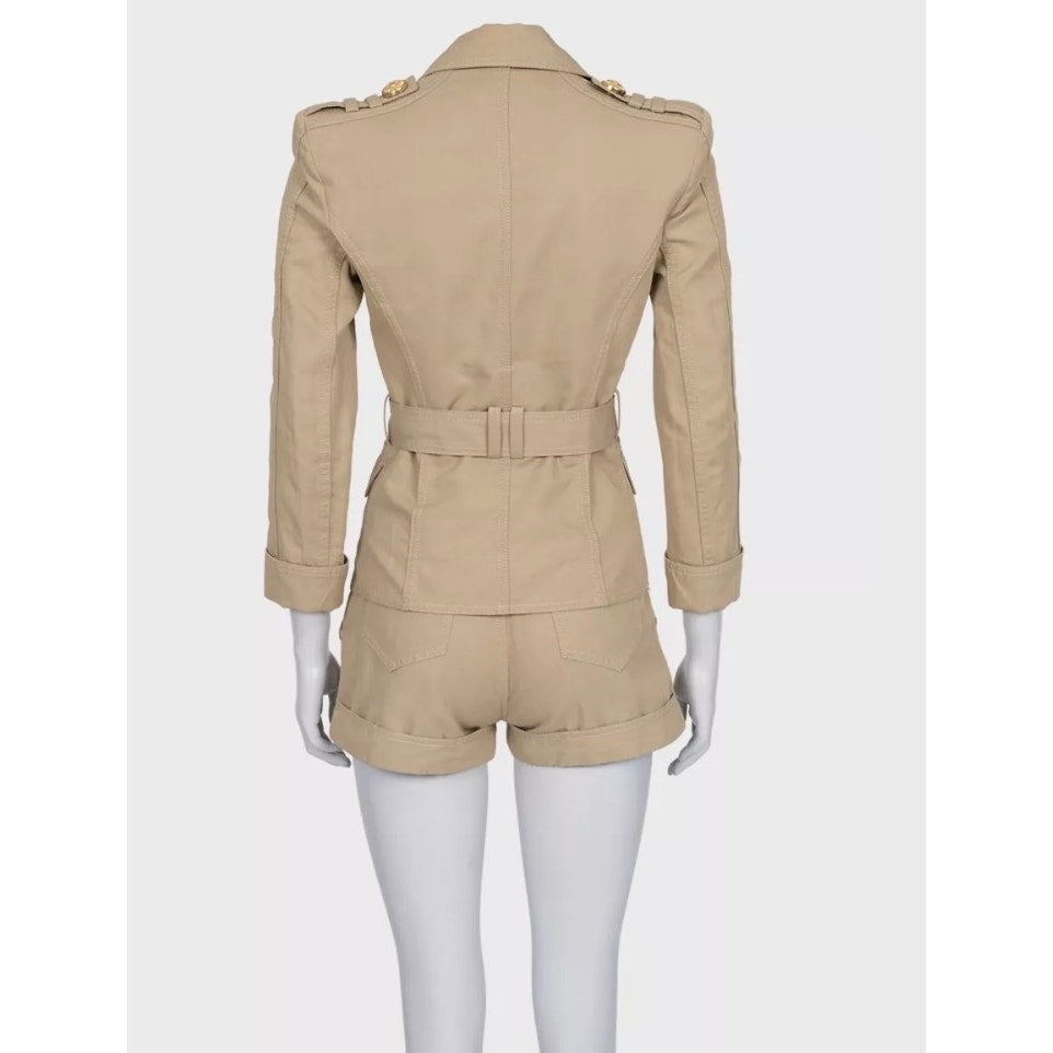 Balmain Beige Cotton-Linen Suit with Shorts Sz. FR36 / S Pre-owned