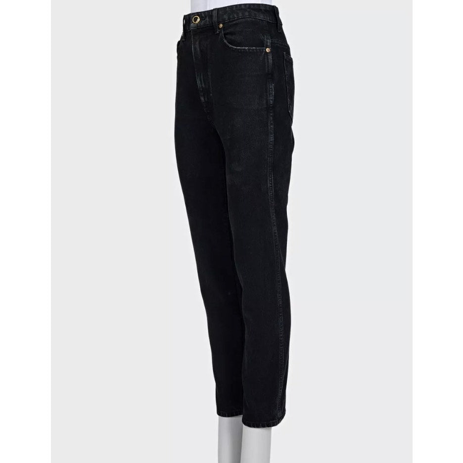 Khaite Black Straight-Leg Jeans with Gold Button Detail Sz.W25 | XS pre-owned