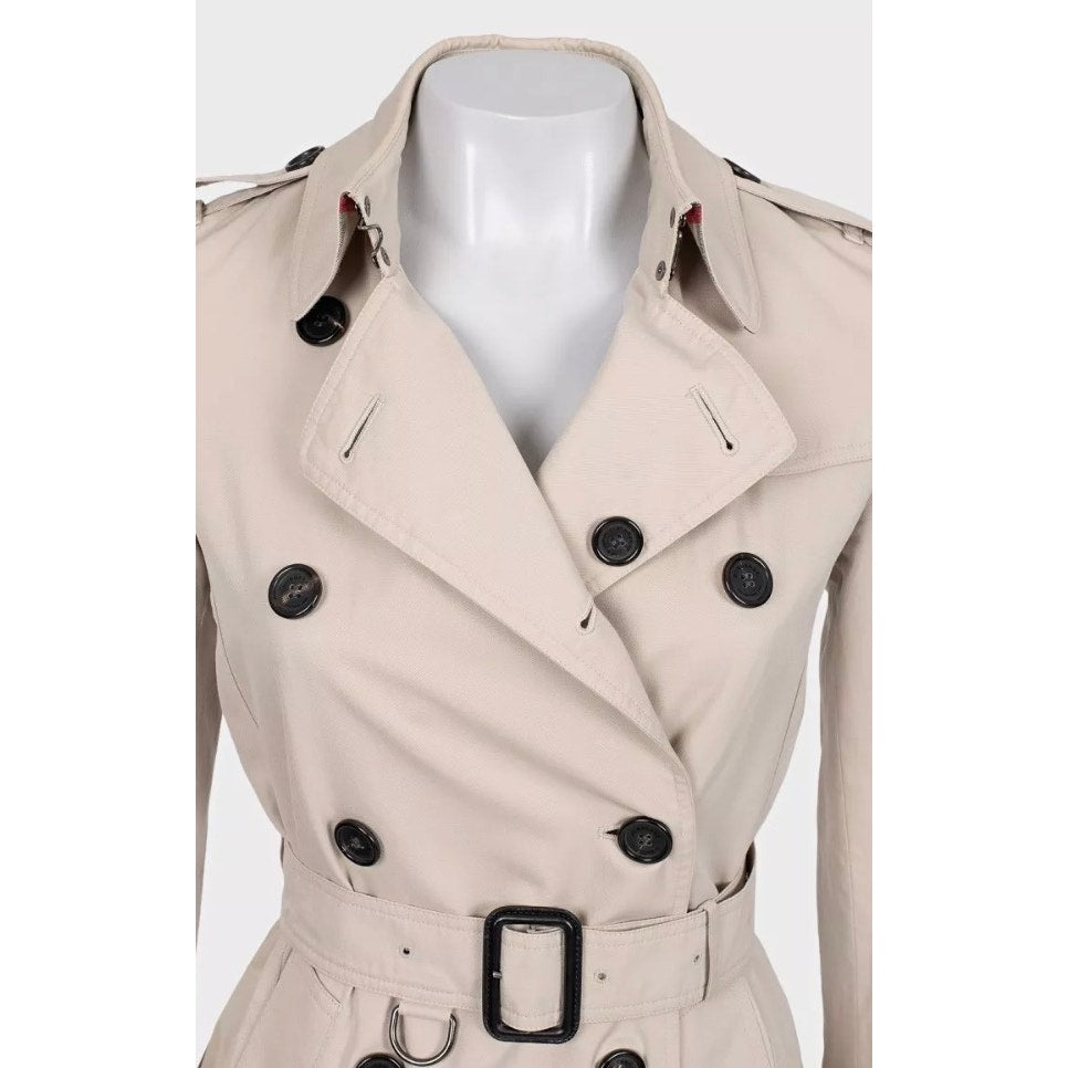 Burberry Beige Cropped Trench Coat with Belt EU32/XXS Pre-owned
