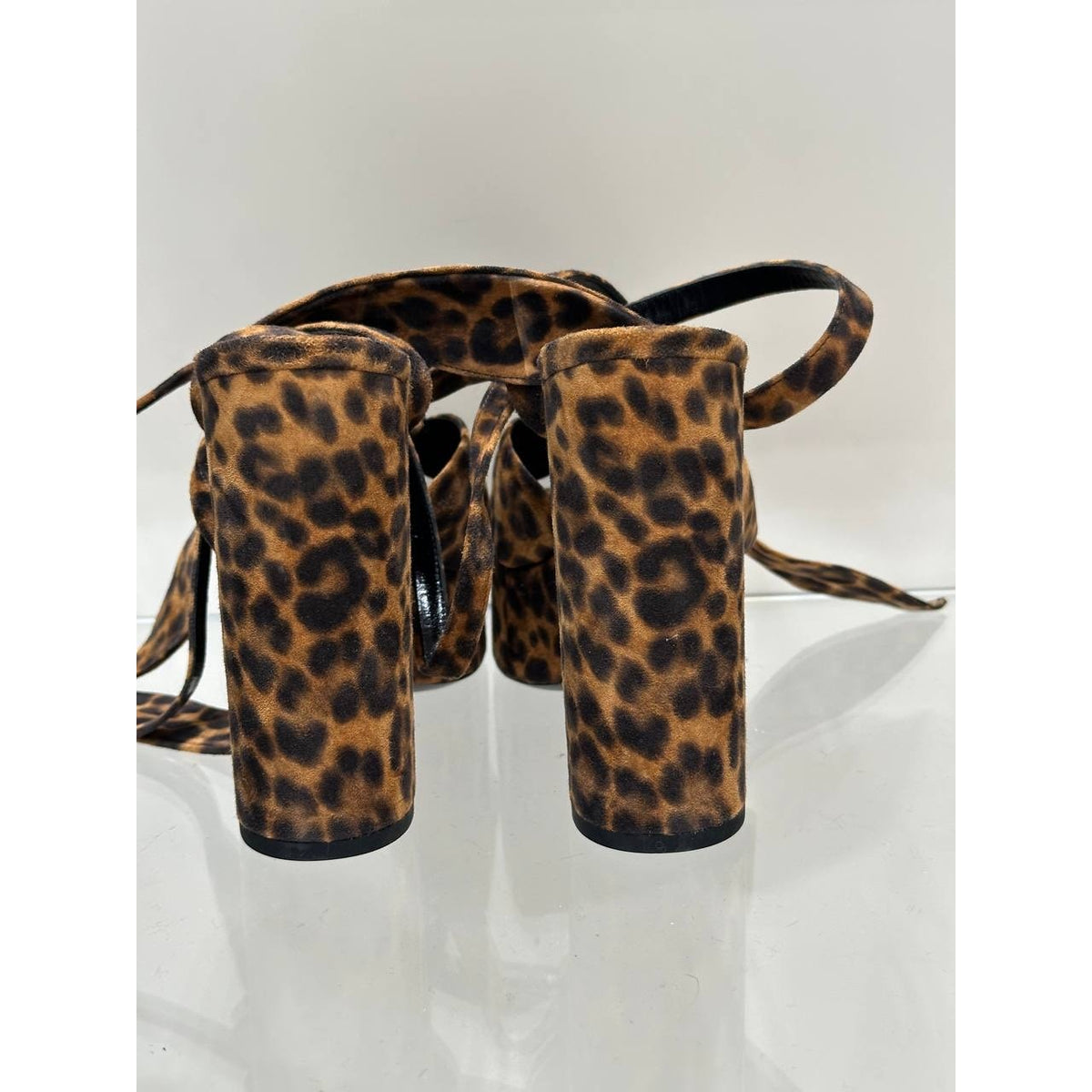 Saint Laurent Bianca Leopard Suede Platform Heels Sz.38 pre-owned