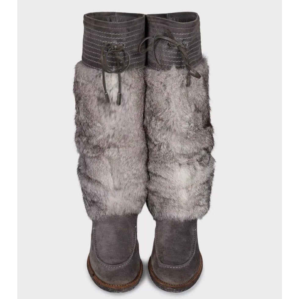 Christian Dior Gray Suede & Fur Boots - EU 37.5 Pre-owned
