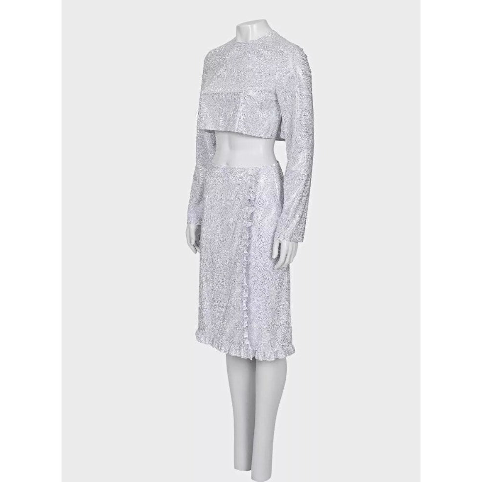 Miu Miu Silver Skirt Suit Sz.38 pre-owned