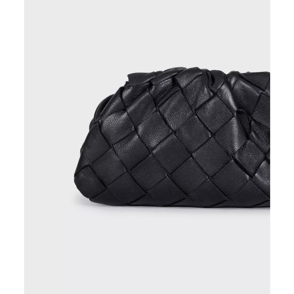 Bottega Veneta Black Intrecciato Leather Mini Pouch Bag Pre-owned