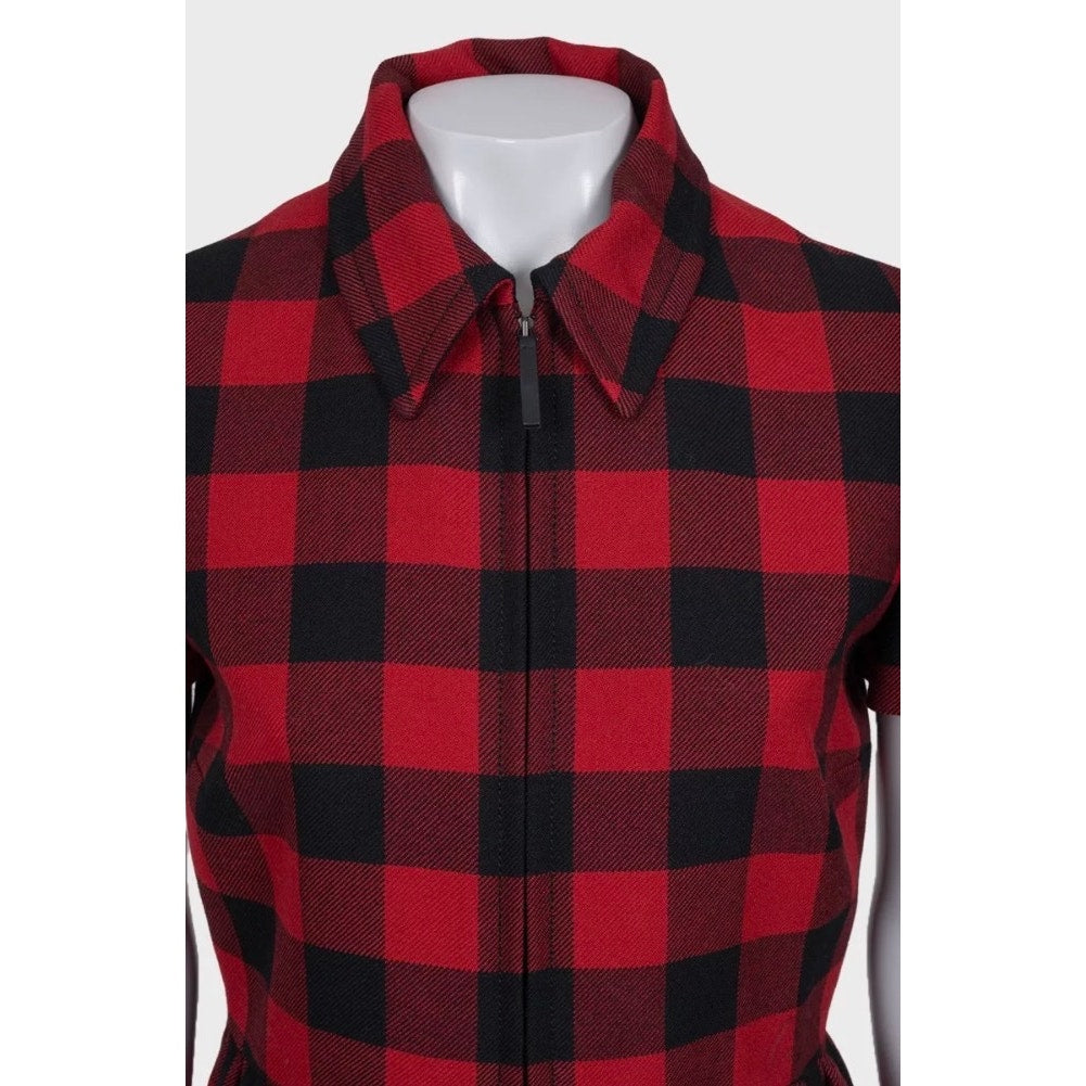 Christian Dior Red Plaid Wool Dress - Size IT44 pre-owned