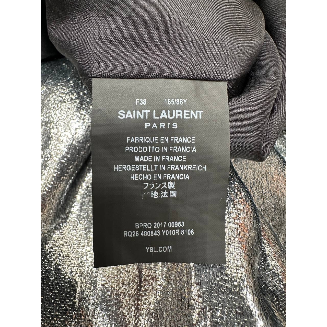 Saint Laurent Metallic Printed Midi Dress - Size 38 pre-owned