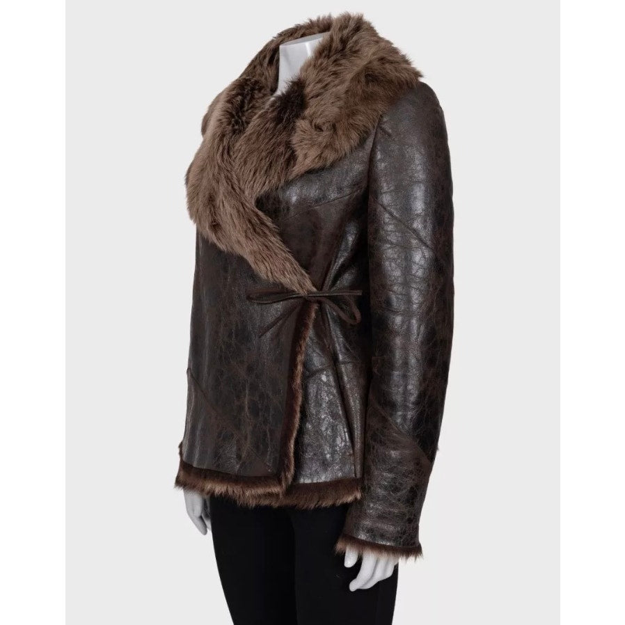 Max Mara Brown Shearling Sheepskin Coat - S Pre-owned
