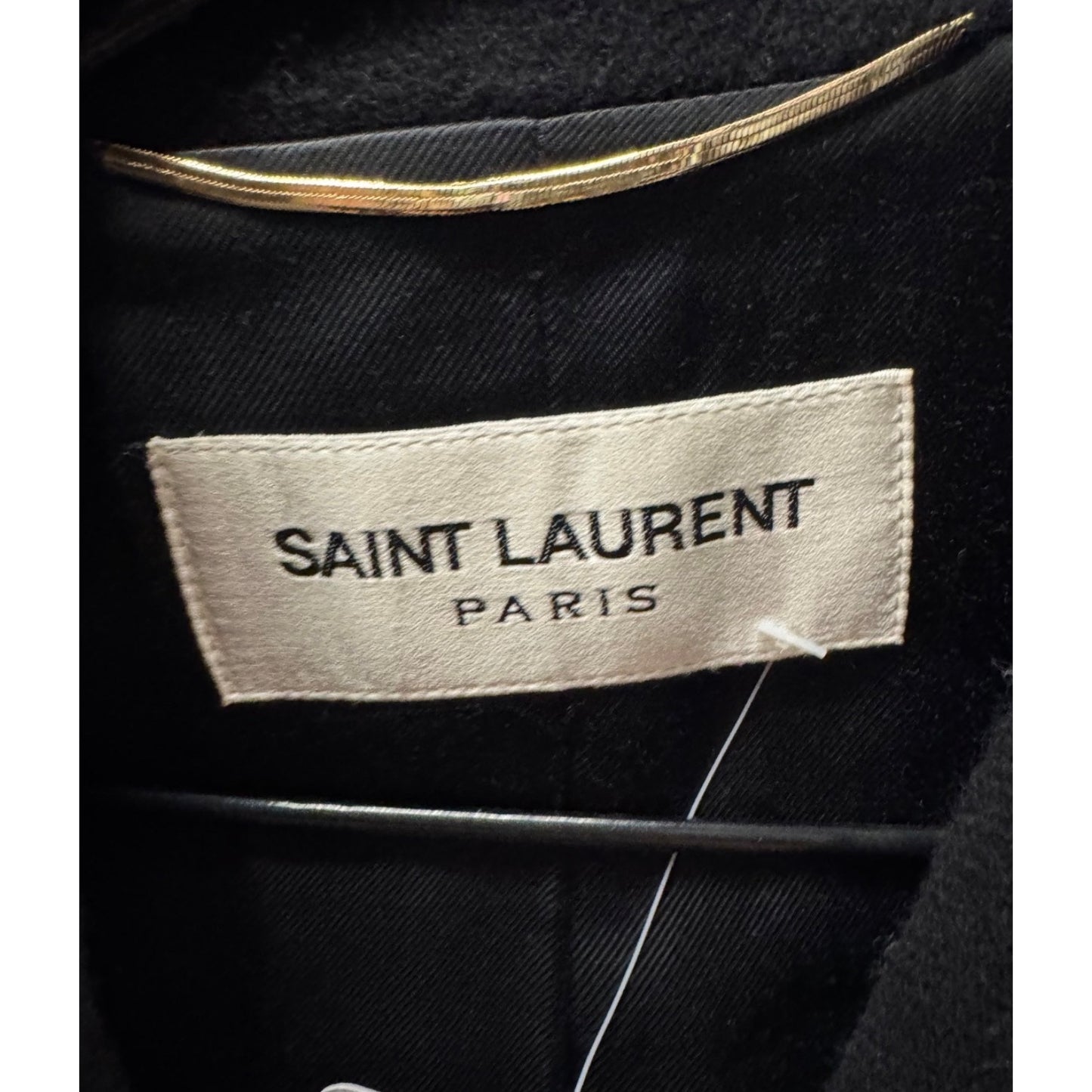 NWOT Saint Laurent Black Wool & Angora Belted Coat - Size L (FR40) Pre-owned