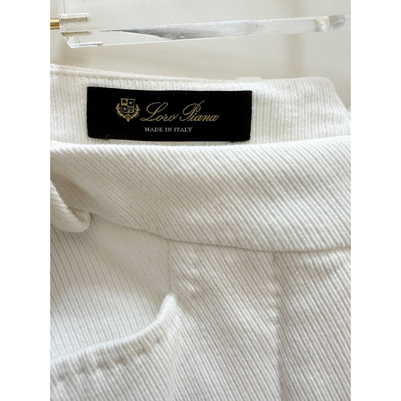 Loro Piana White Cotton Elastane Tailored Straight-Leg Pants Sz.38 pre-owned