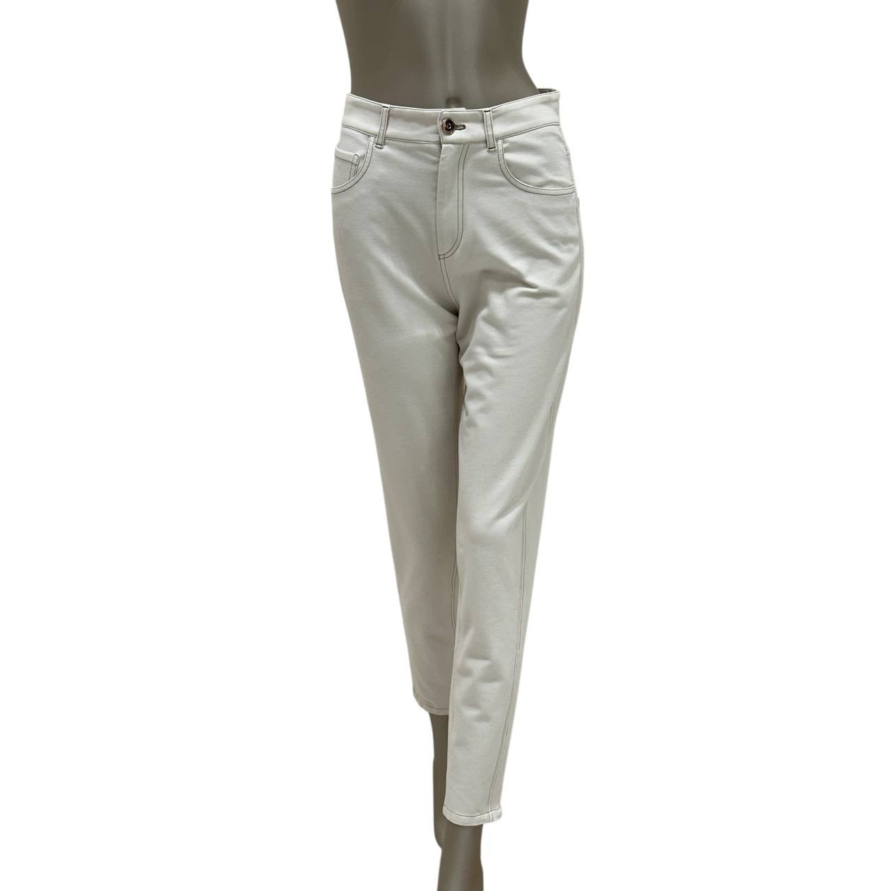 Brunello Cucinelli Ecru Cotton Pants Size 38