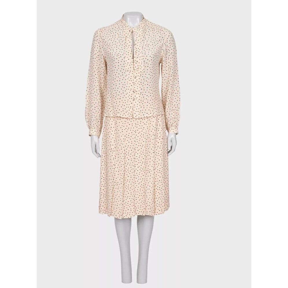 Celine Silk Printed Blouse & Skirt Set - Size FR44 Pre-owned