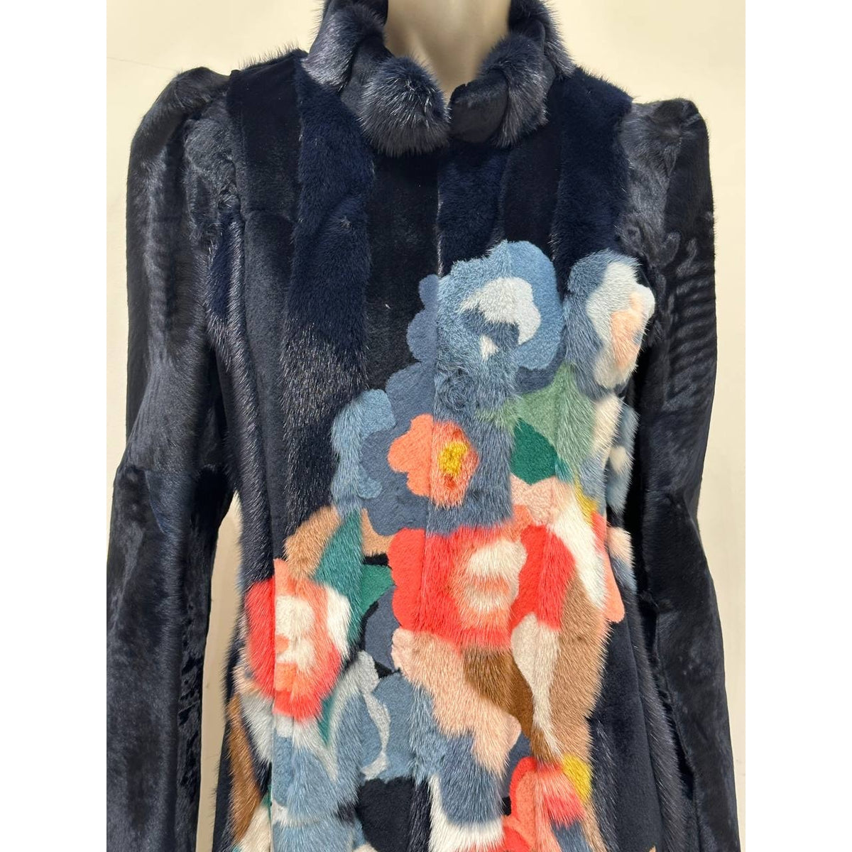 FendiCoat with Multicolor Floral Intarsia Sz.42 Pre-owned