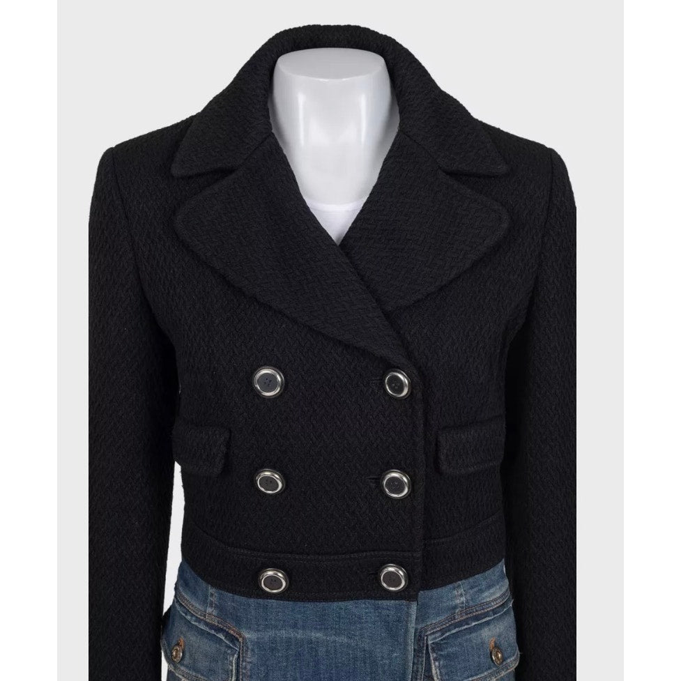 Dolce & Gabbana Mixed Material Double-Breasted Coat 44/L Pre-owned