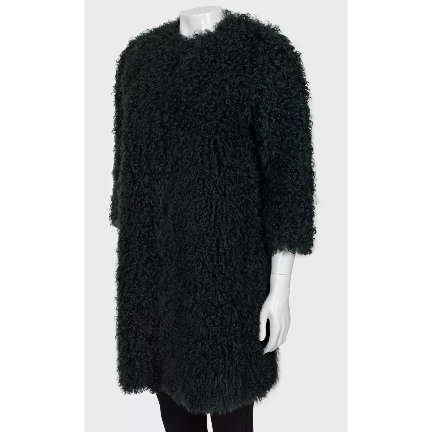 Max Mara Dark Green Karakul Fur Coat - Size XS / IT38 Pre-owned