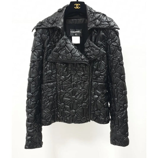 CHANEL Runway 2015 Black Quilted Leather Jacket - Size 38 Pre-owned