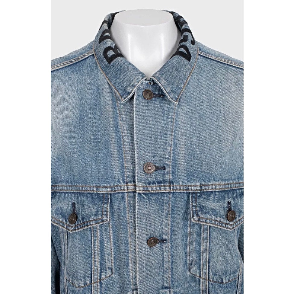 Balenciaga Oversize Denim Logo Blue Jacket Size 36/S pre-owned