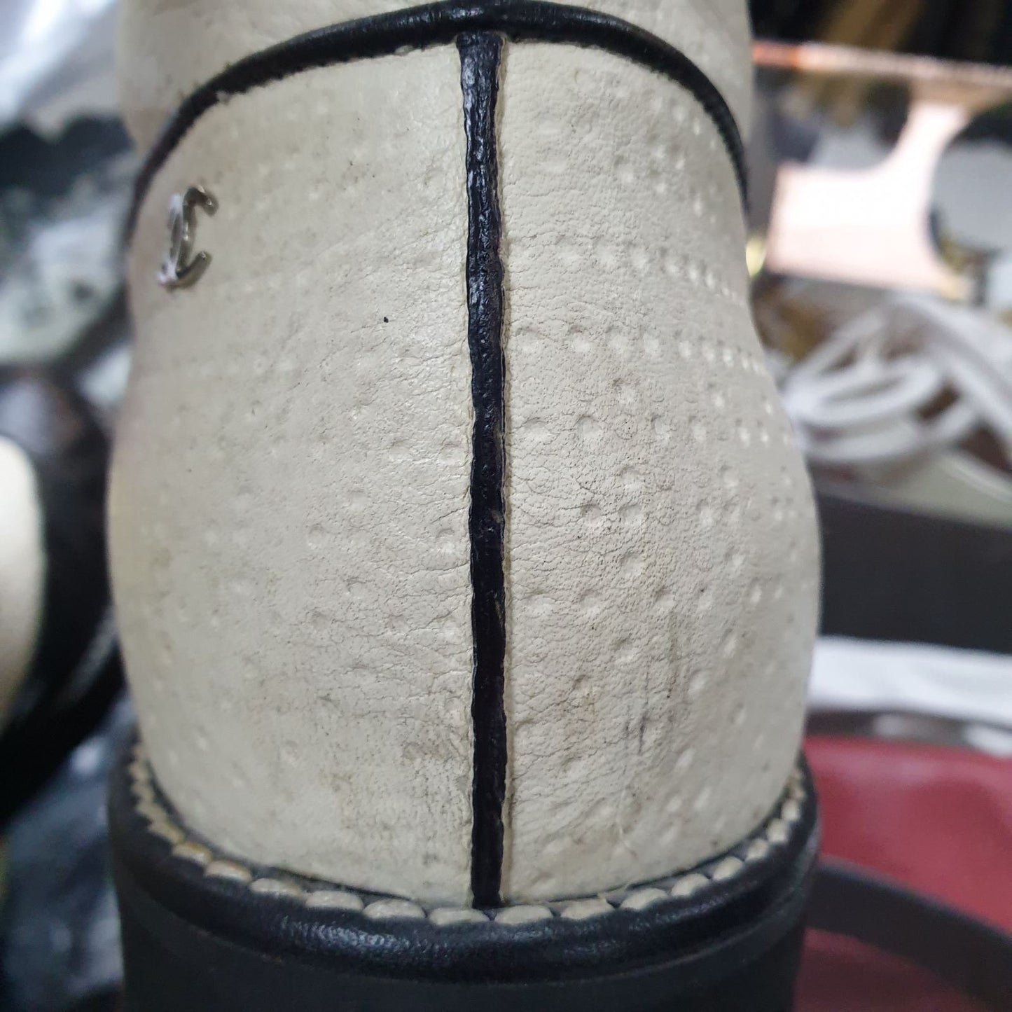 Authentic Chanel Black & Beige Combat Boots - Size 40 Pre-owned