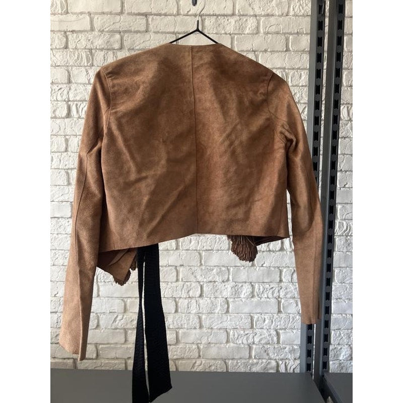 Saint Laurent Brown Suede Cropped Jacket - EU 38/M Pre-owned