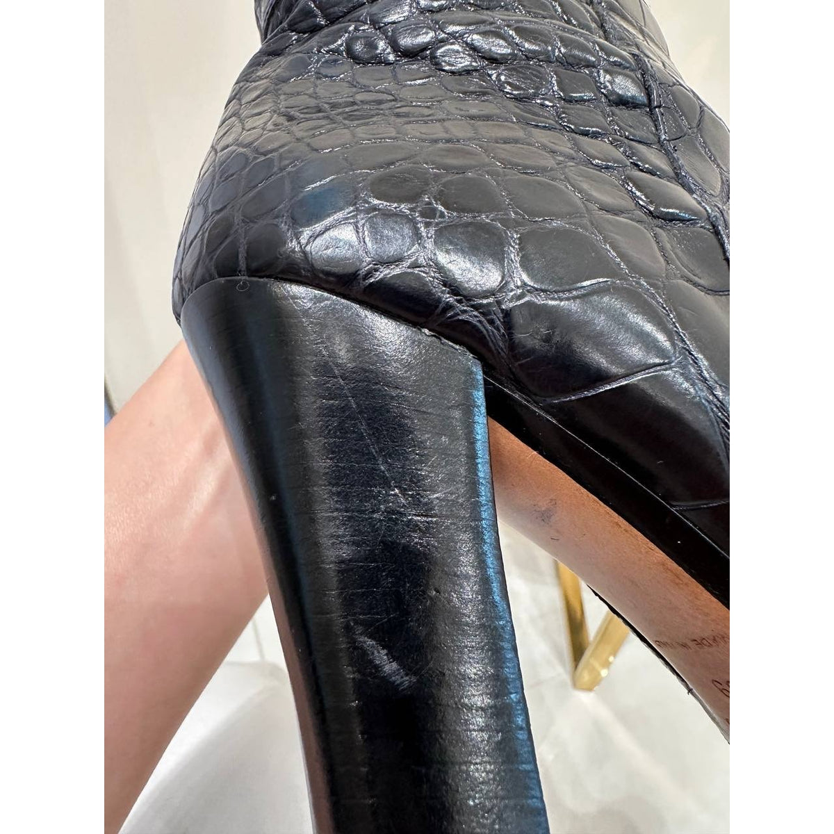 Brioni Black Leather Knee-High Boots Sz.39 Pre-owned