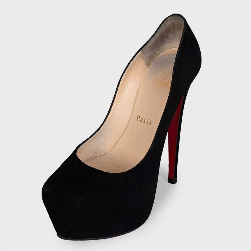 Christian Louboutin Black Suede Platform Pumps Size 37 Pre=owned