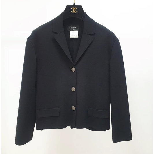 Chanel Black Knit Jacket Size 38 Pre-owned