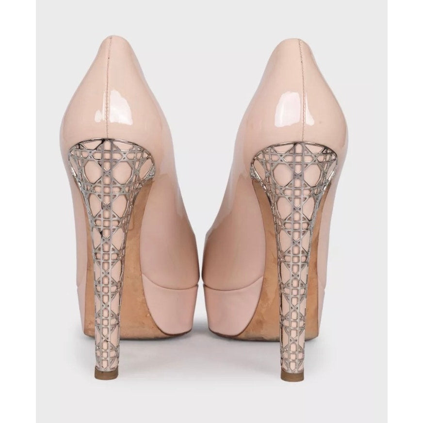 Dior Patent Leather Pumps with Silver Decorative Heel 37.5 Pre-owned